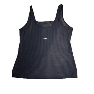 Alo Ribbed Tank Top Womens Black